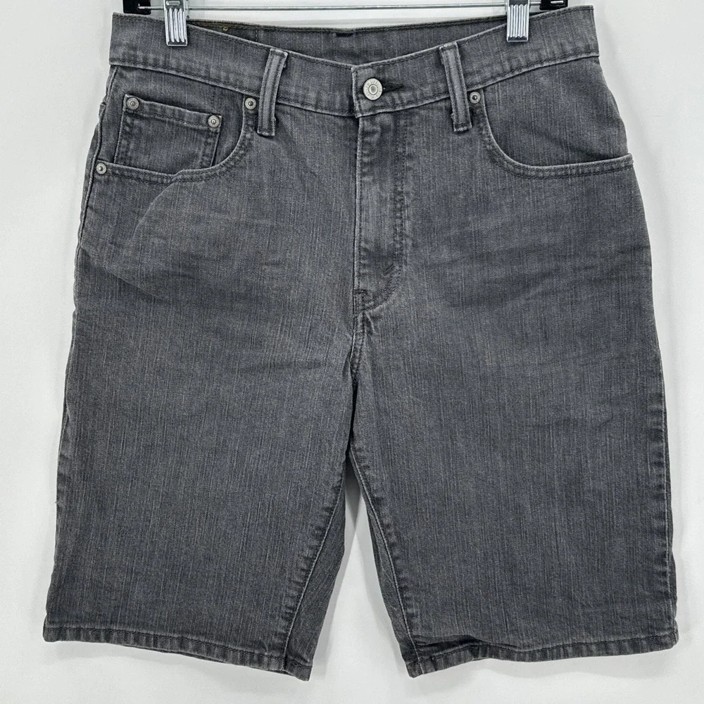 Levi's 569 Shorts Jorts Mens 30x11 Black Gray Denim Loose Relaxed Fit Dark Fade